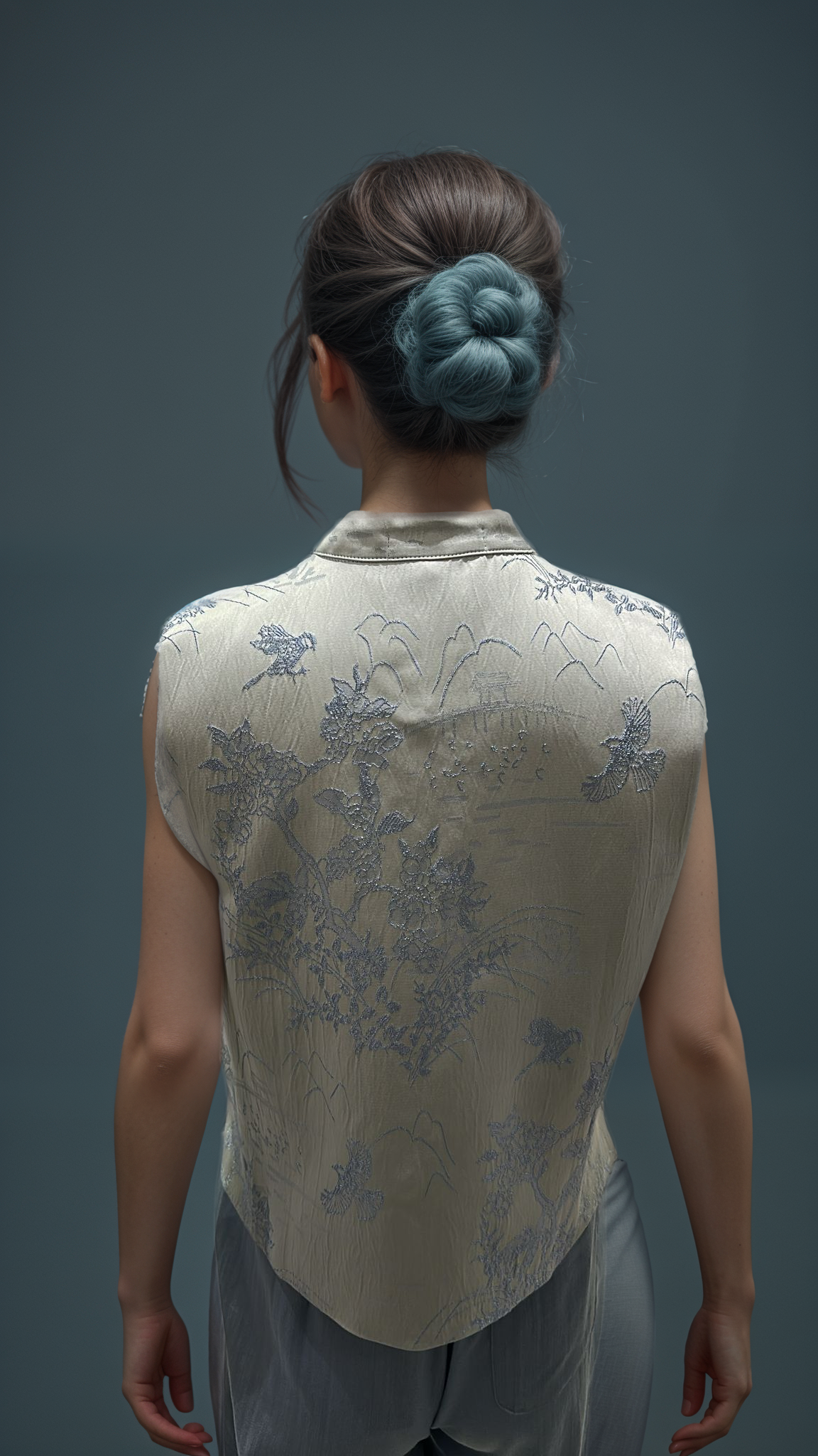 Baby Blue Brocade Vest