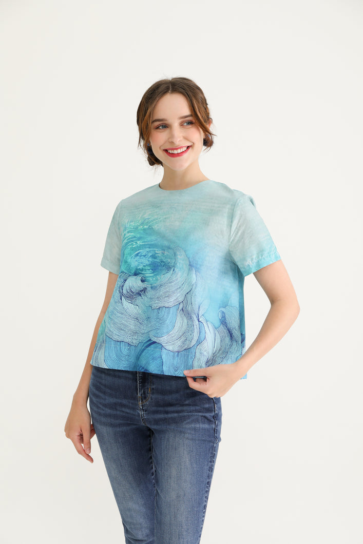 Turquoise Waves Women Blouse