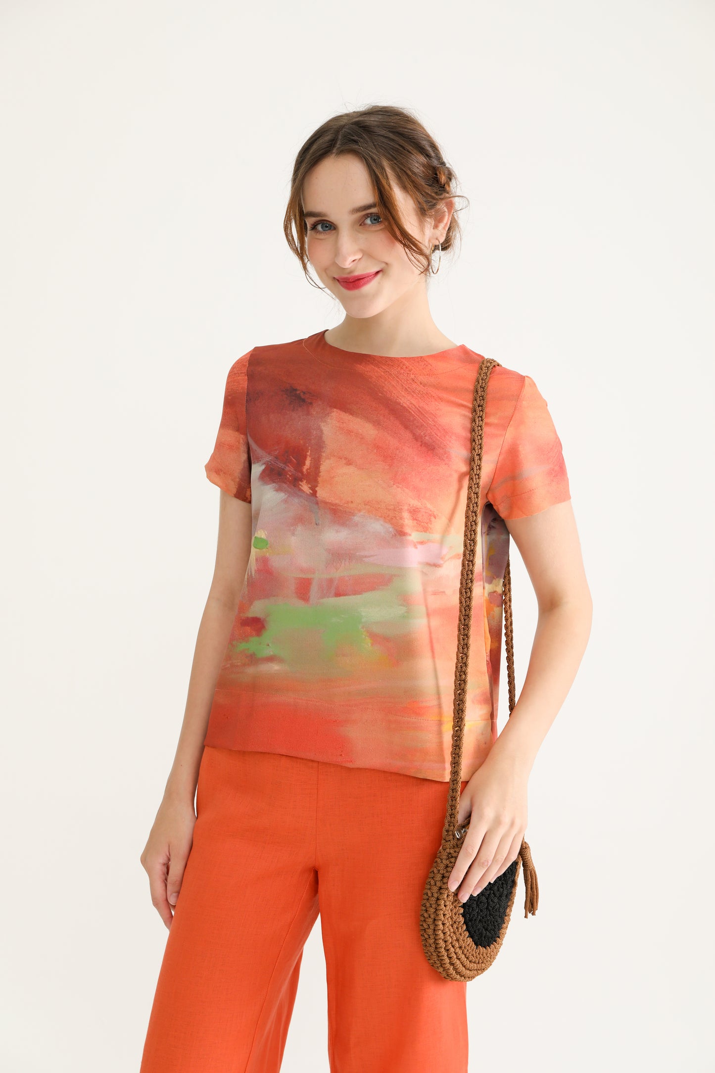 Orange Landscape Women Blouse