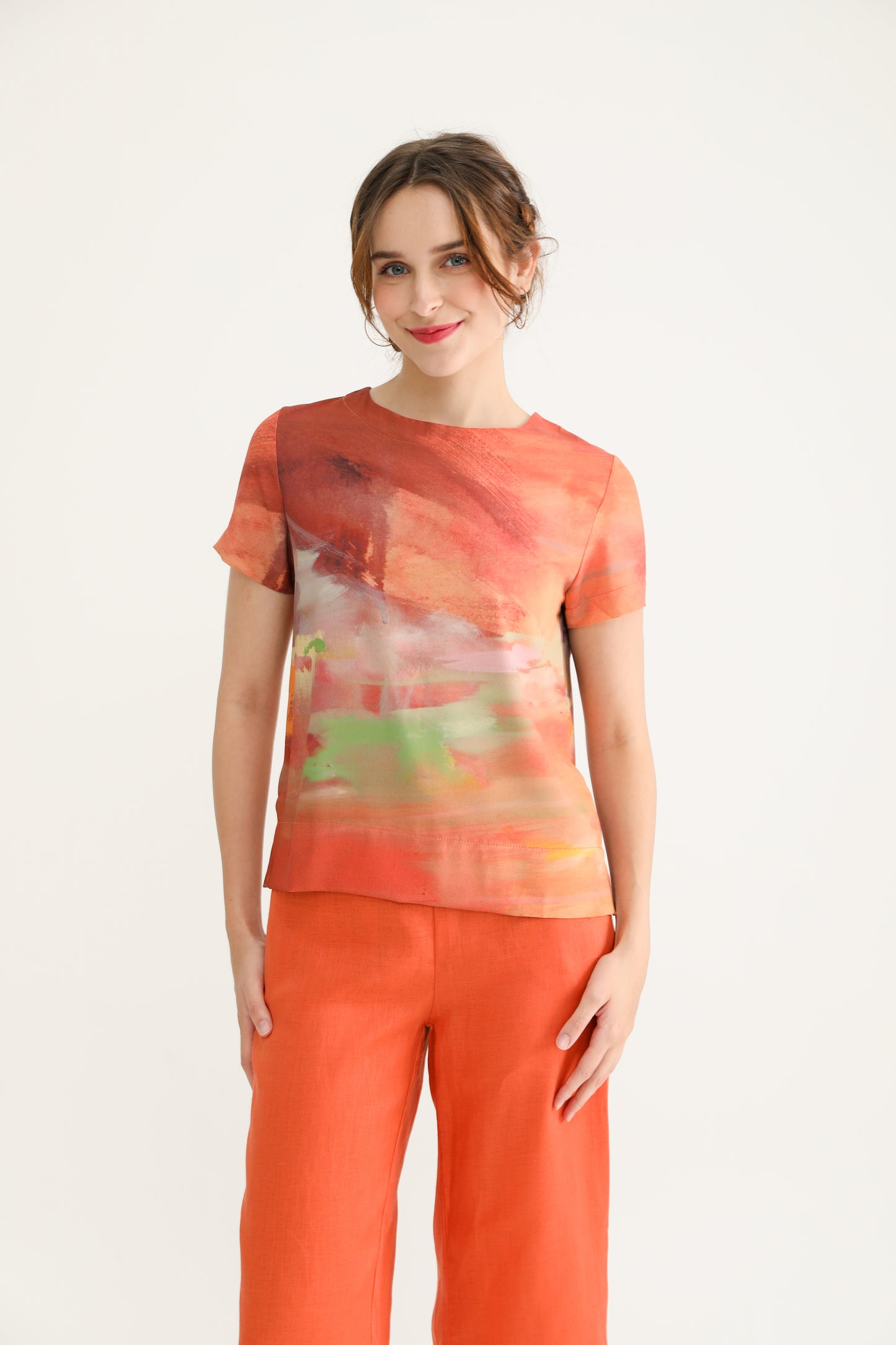Orange Landscape Women Blouse