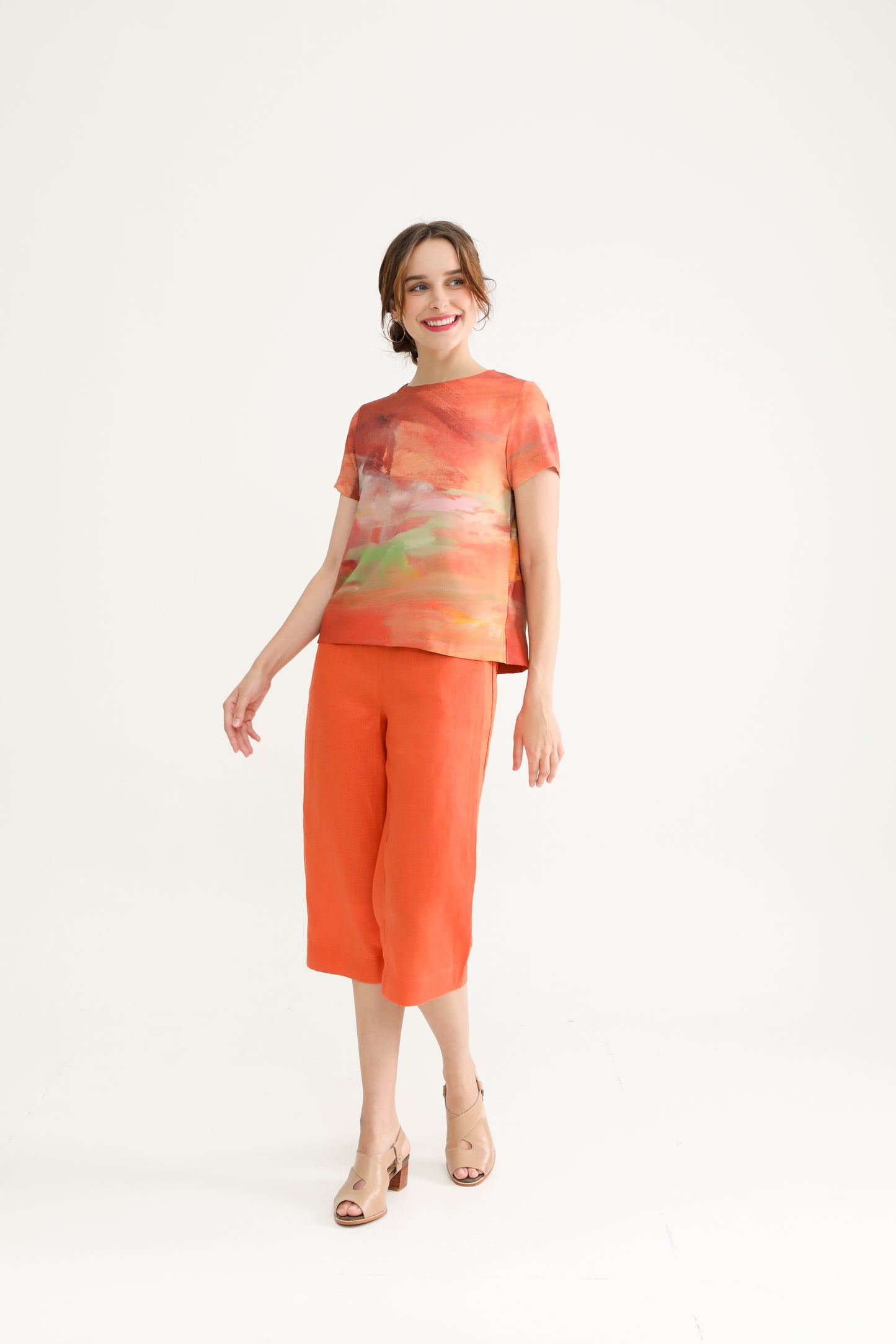 Orange Landscape Women Blouse