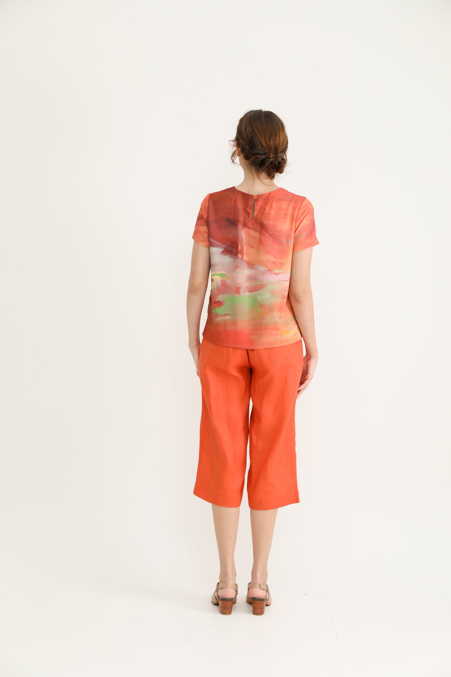 Orange Landscape Women Blouse