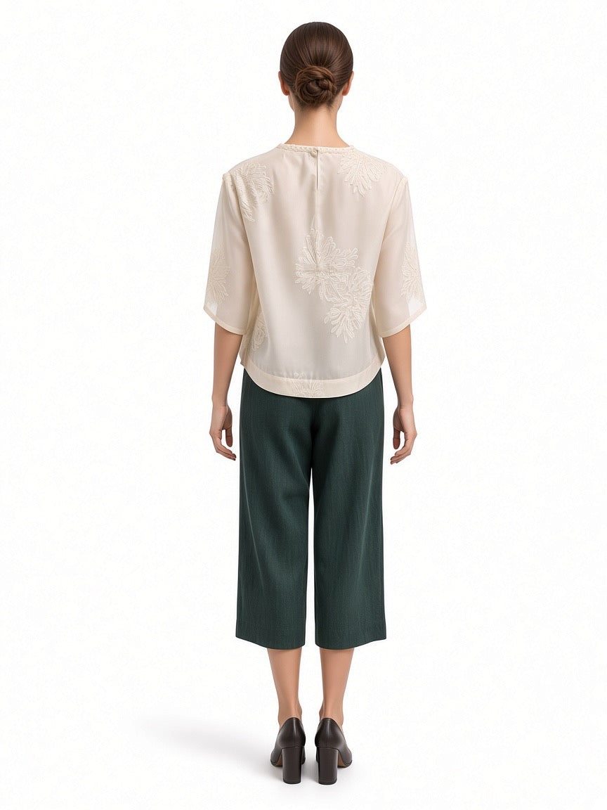 Creamy White Organza Blouse