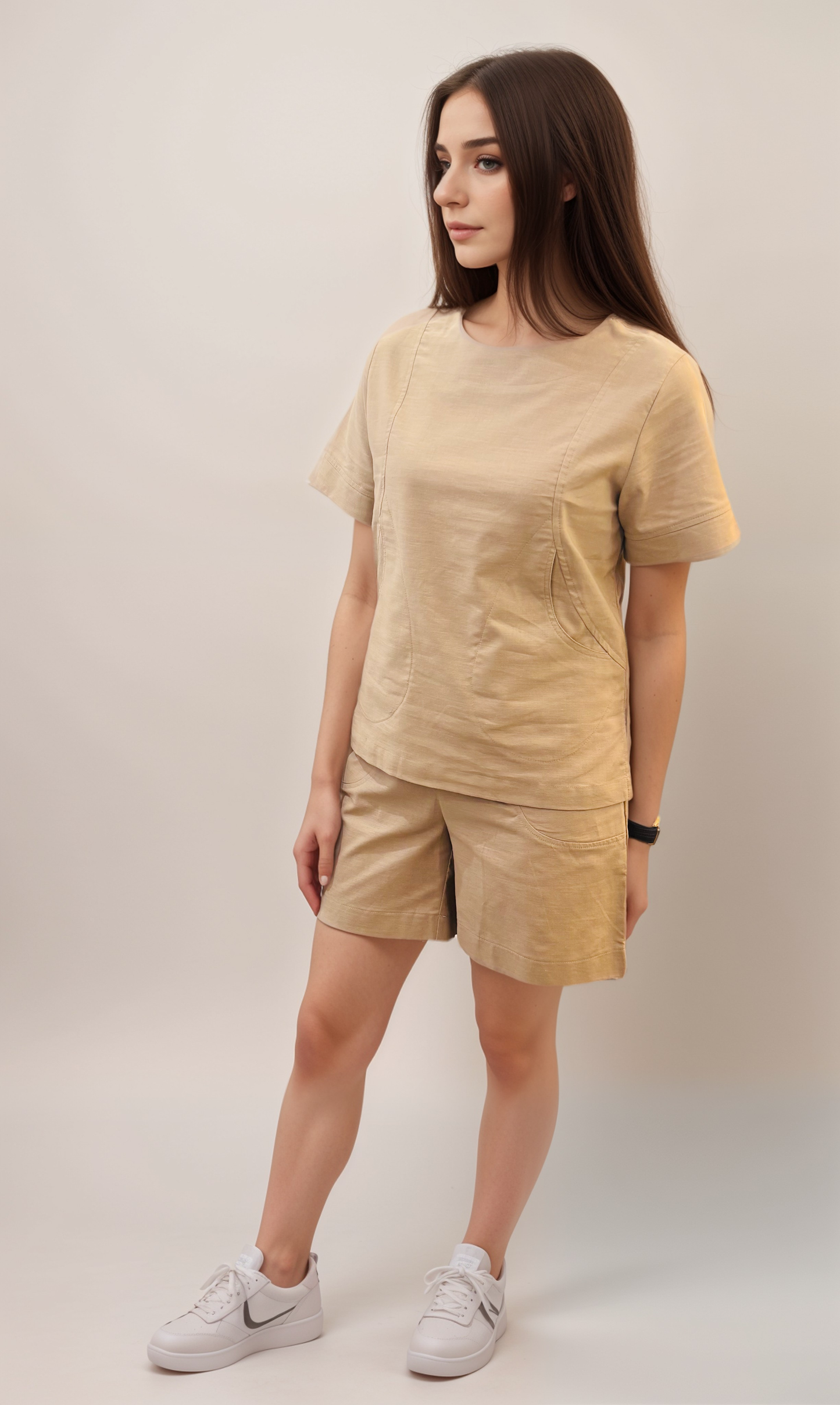 Beige Short Sleeved Blouse