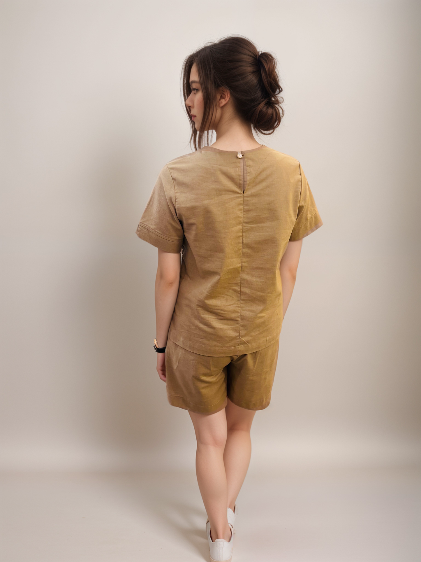 Beige Short Sleeved Blouse