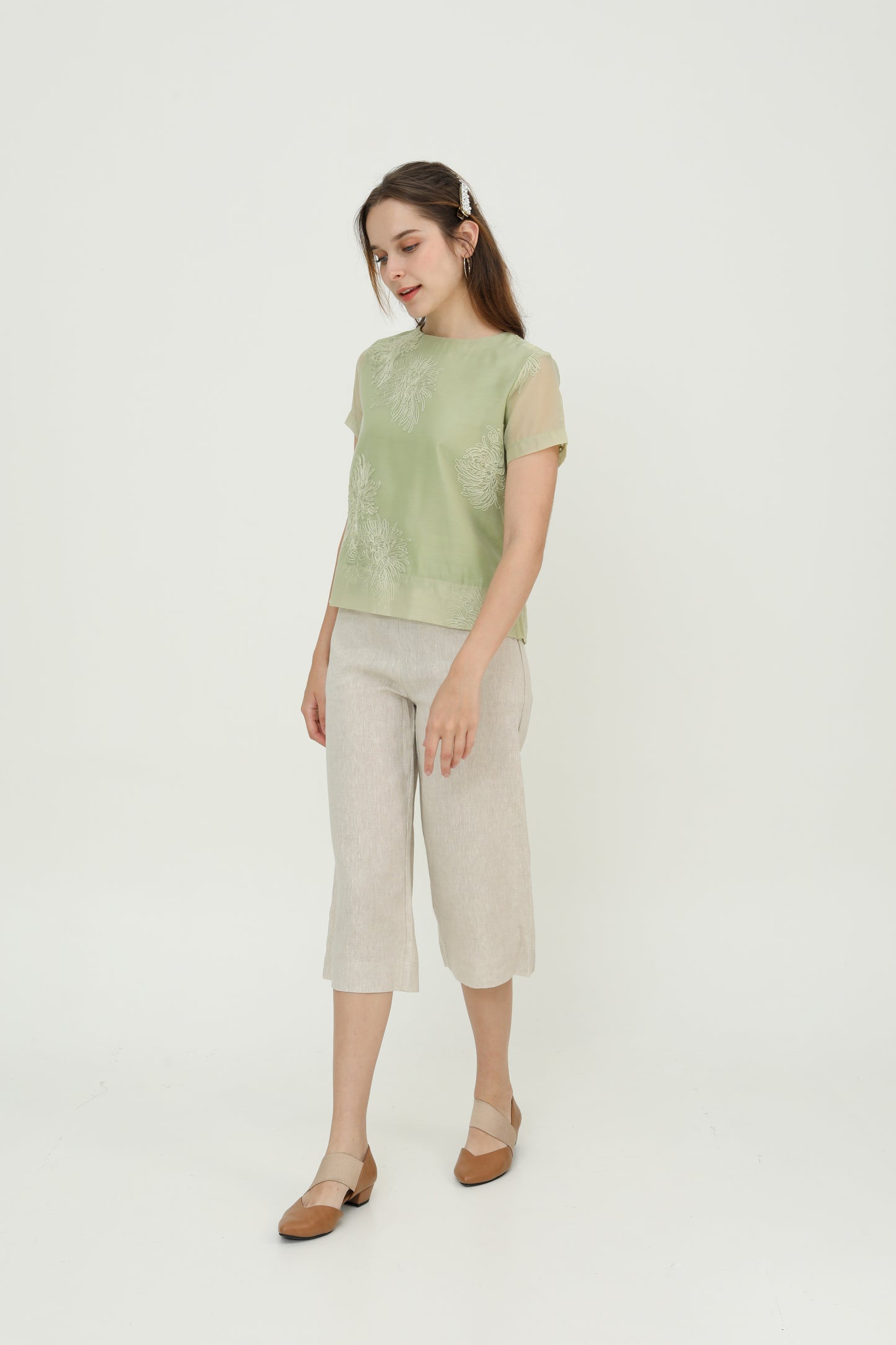 Light Jade Chiffon Women Blouse