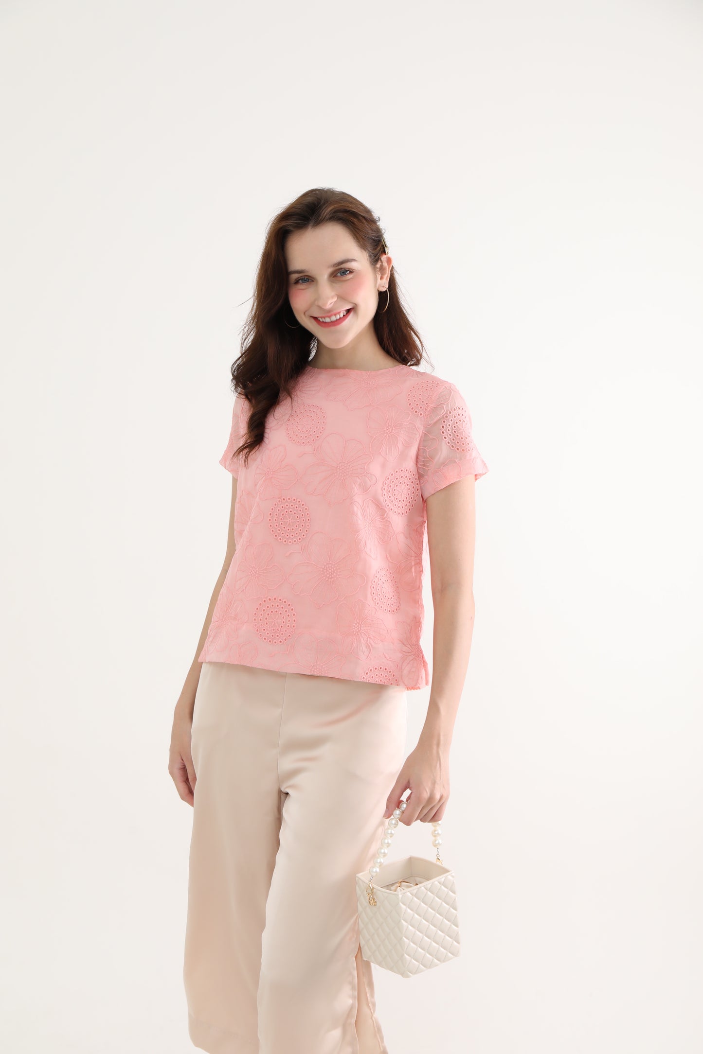 Sweet Pink Chiffon Women Blouse
