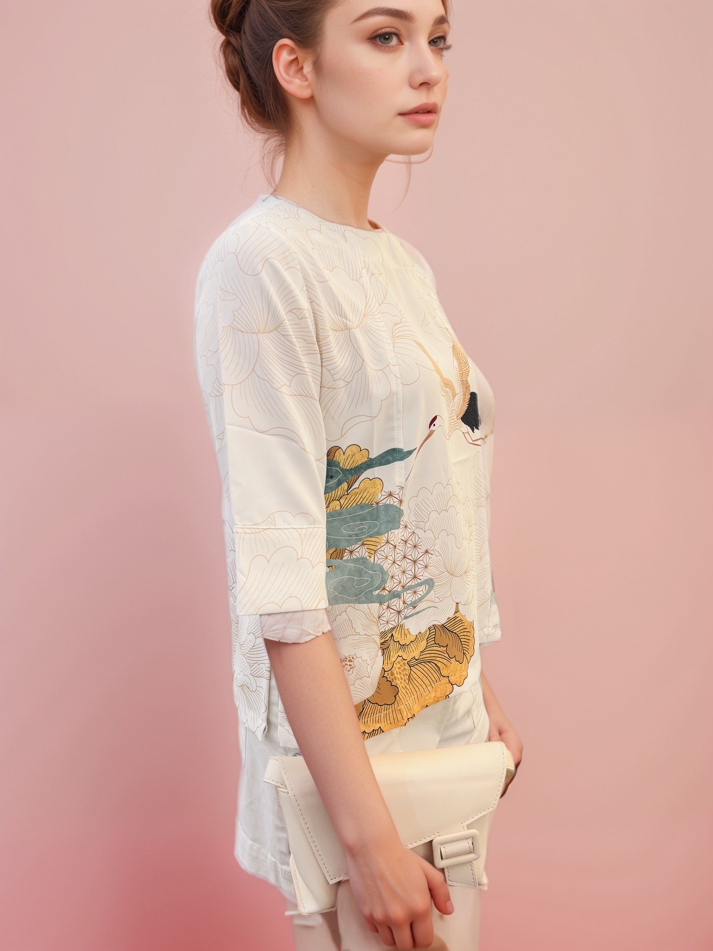 3 Buttons Crane Women Blouse