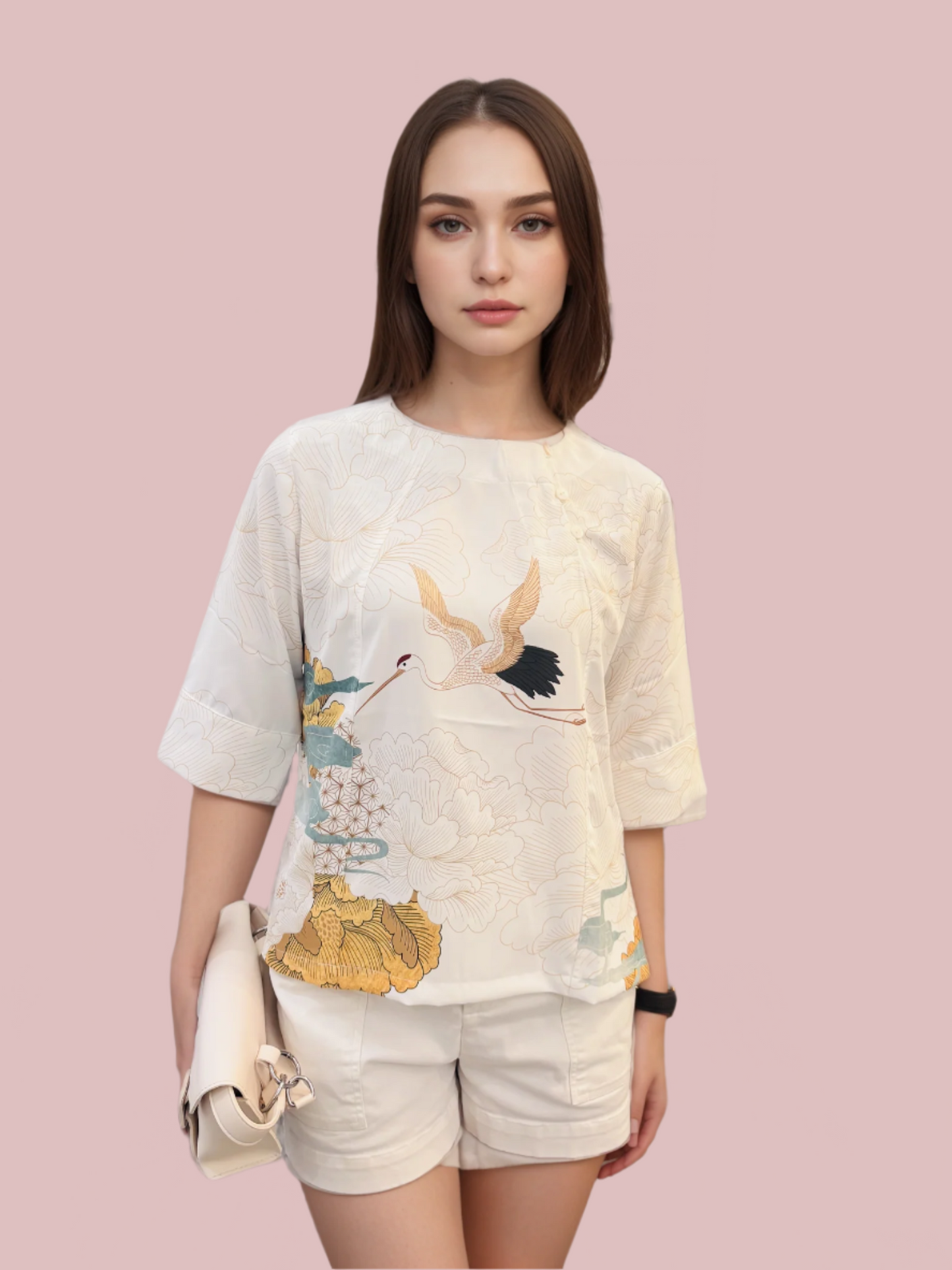 3 Buttons Crane Women Blouse