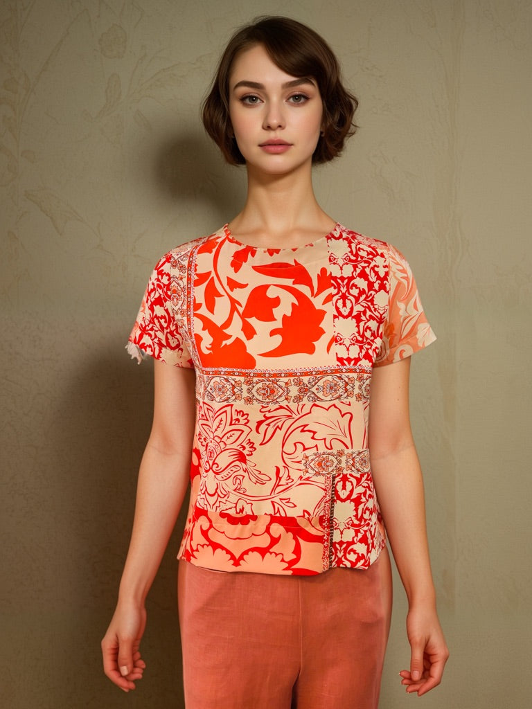 Batik Orange Blouse