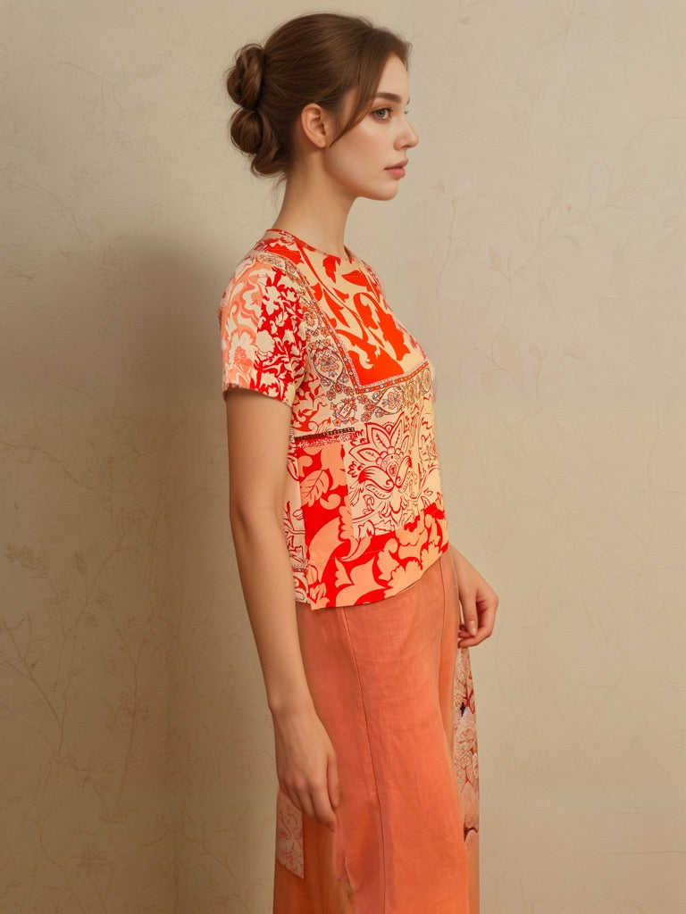 Batik Orange Blouse