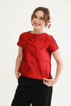 Emboss Red Festive Blouse