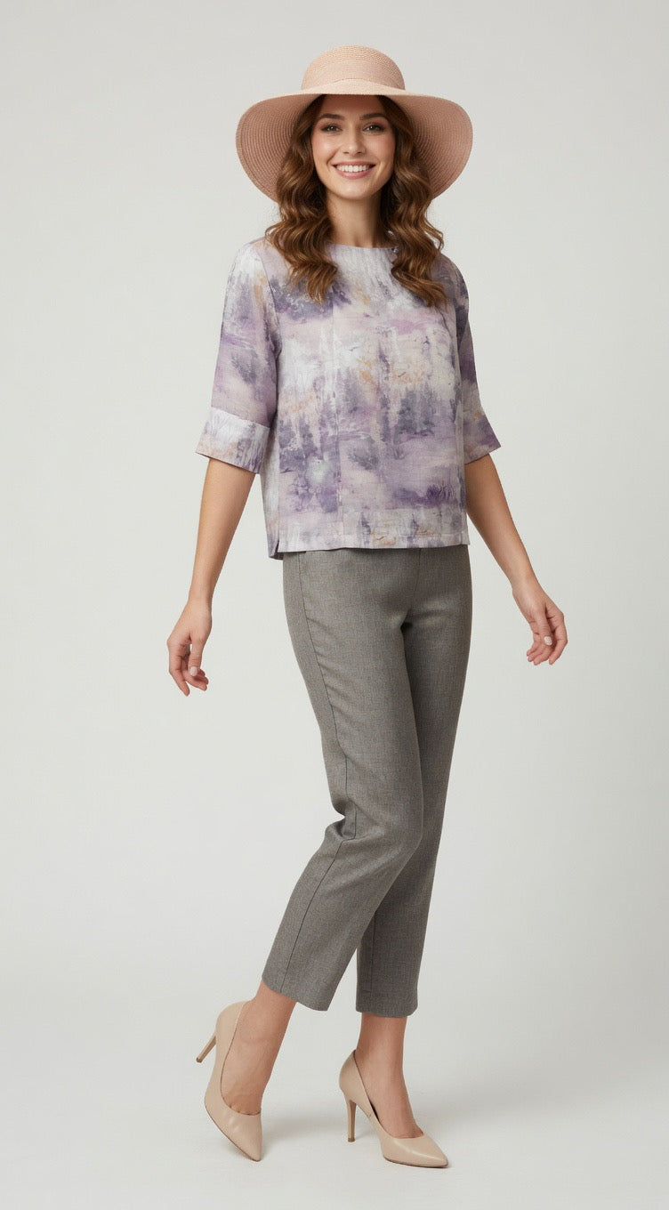 3 Buttons Purple Women Blouse