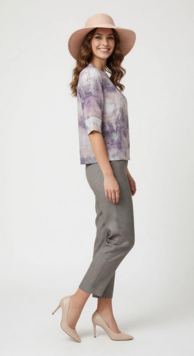 3 Buttons Purple Women Blouse