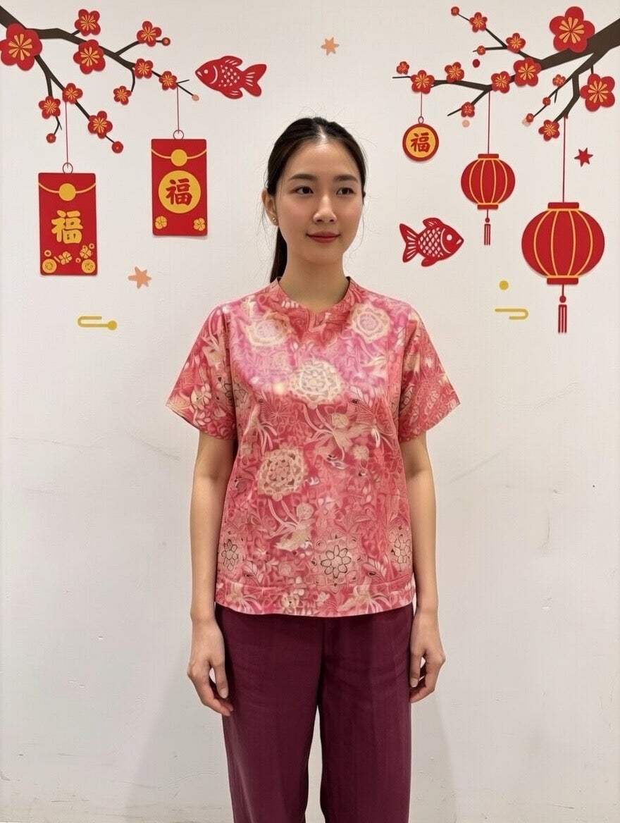 Pink & Silver Brocade Blouse