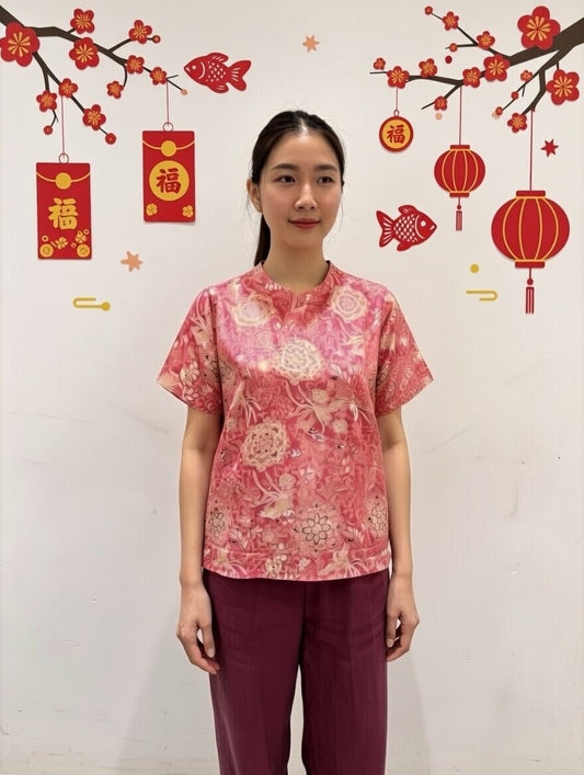 Pink & Silver Brocade Blouse