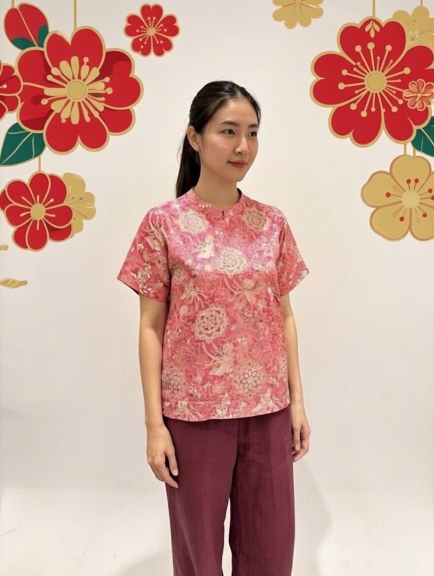 Pink & Silver Brocade Blouse