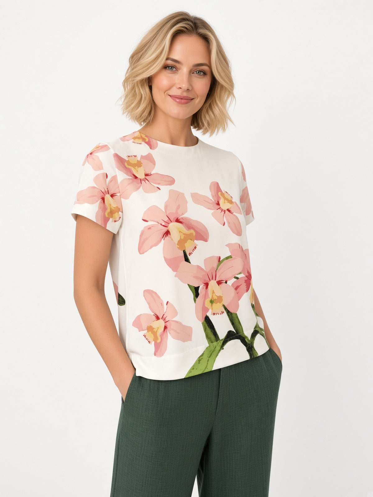 Pink Orchids Women Blouse
