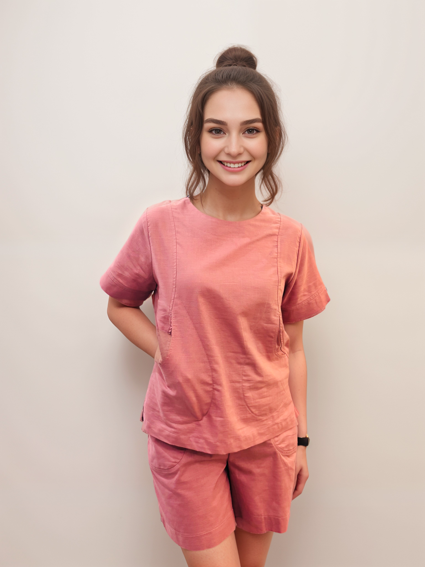 Dusty Pink Short Sleeved Blouse
