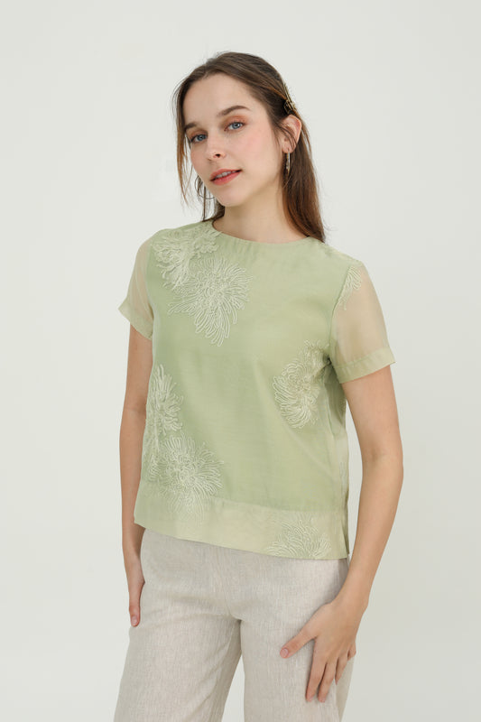 Light Jade Chiffon Women Blouse