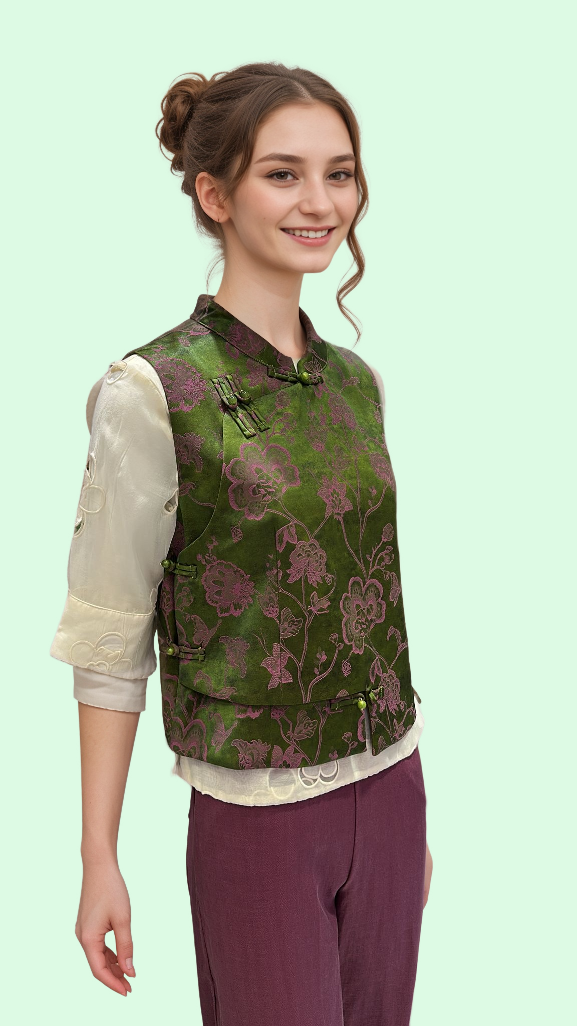 Green Brocade Vest
