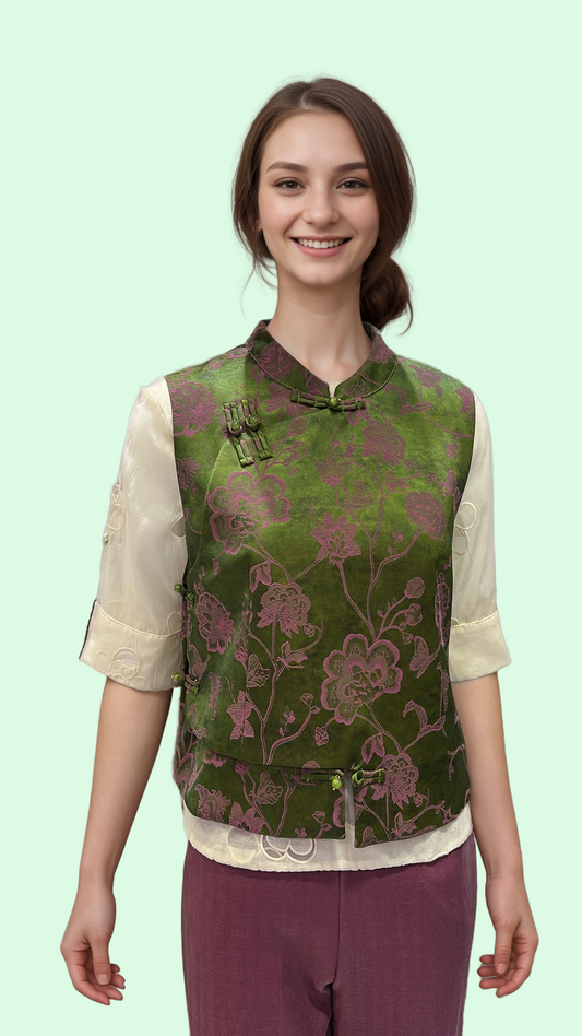 Green Brocade Vest