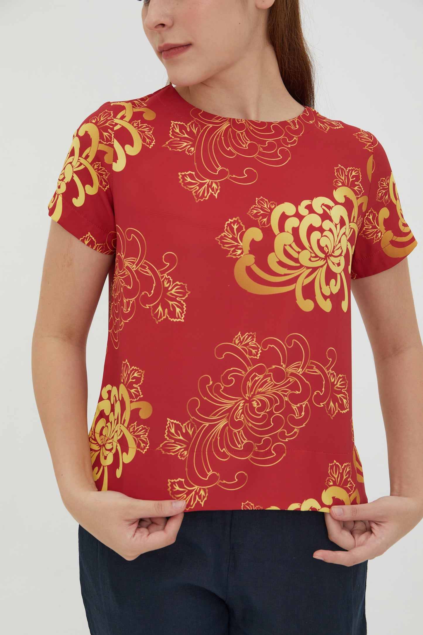 Red & Gold Women Blouse