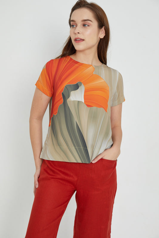 Pleats Orange Women Blouse