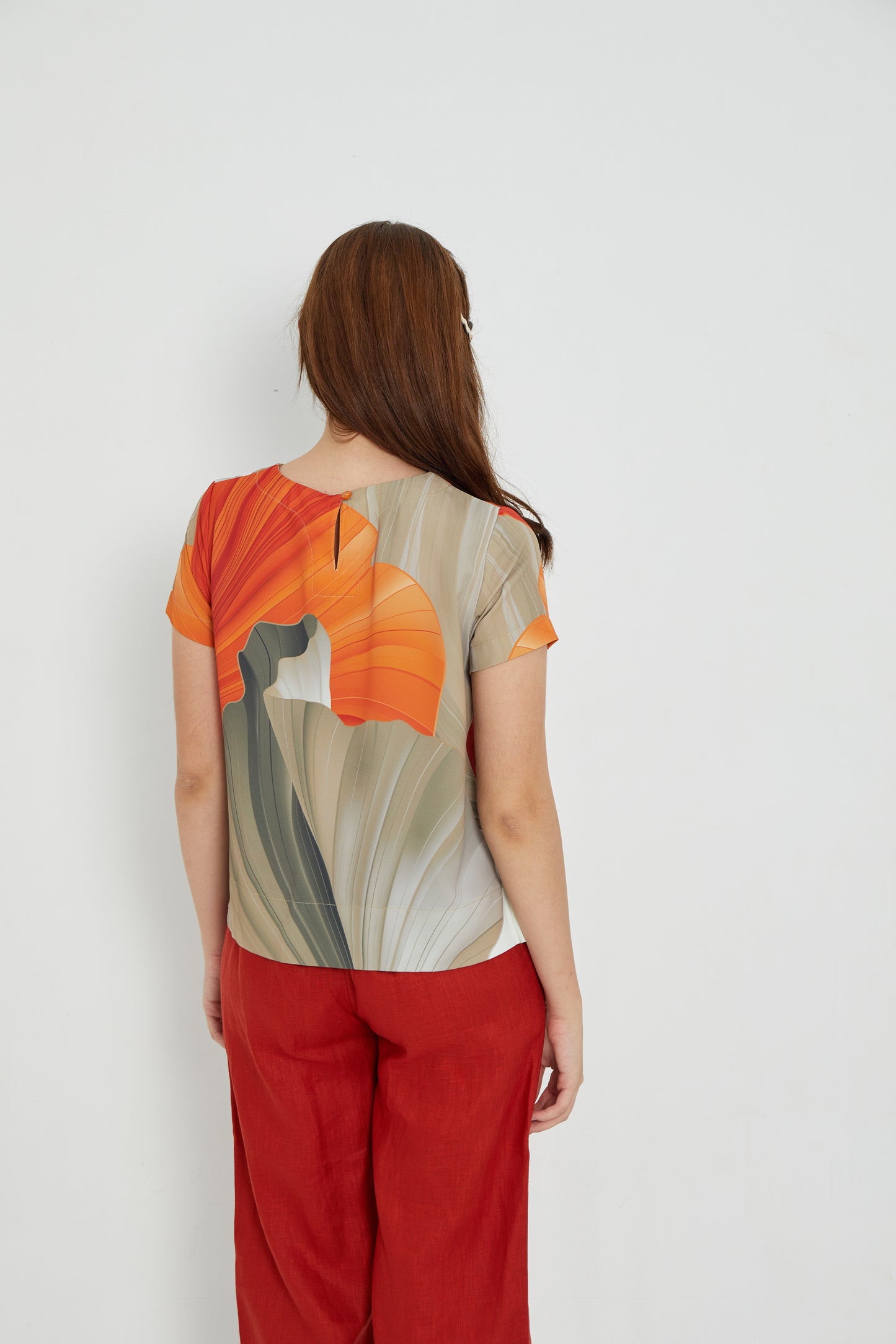 Pleats Orange Women Blouse
