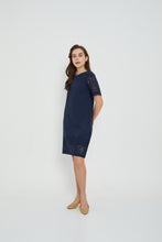 Emma Navy Blue Eyelet Dress