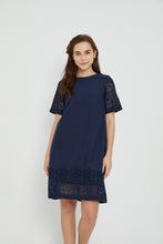 Emma Navy Blue Eyelet Dress