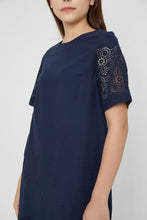 Emma Navy Blue Eyelet Dress