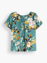 The Mildred Floral Blouse Turquoise