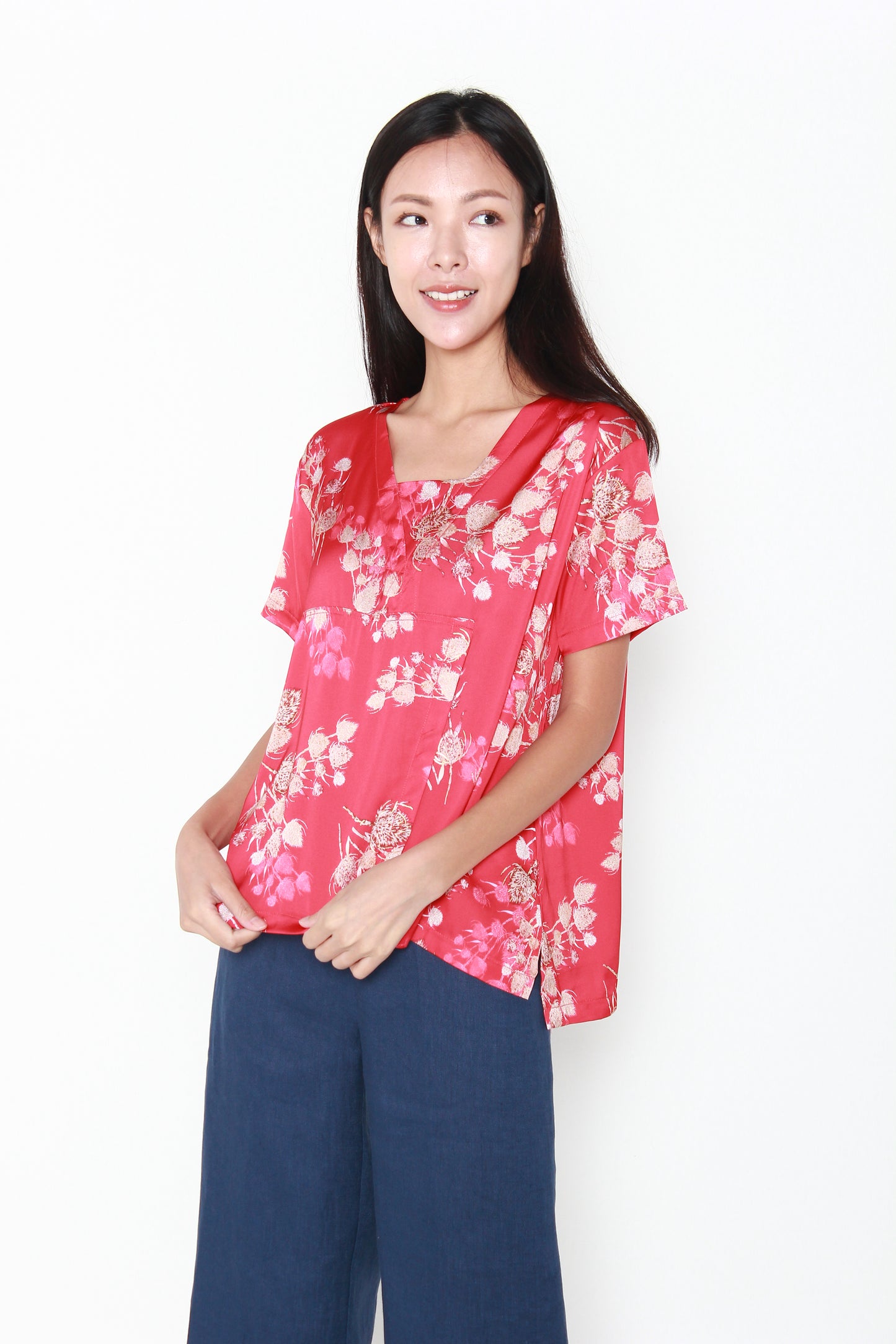 Katherine Red Oriental Kimono Blouse