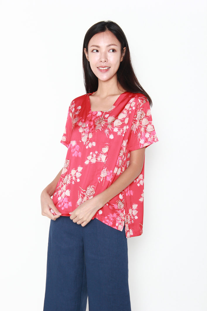 Katherine Red Oriental Kimono Blouse