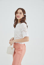 White Eylelet Short Shirt