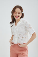 White Eylelet Short Shirt