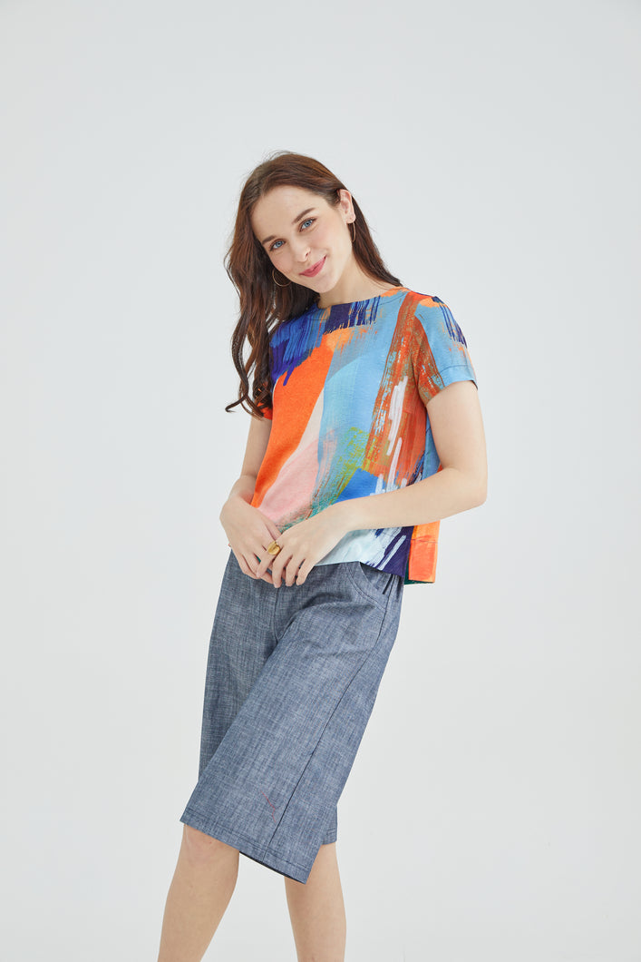 Abstract Red Blue Women Blouse
