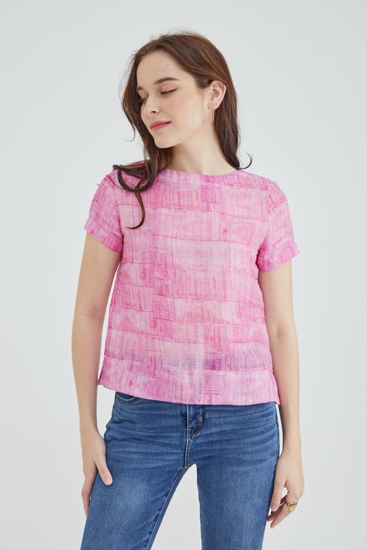 Pink Checks Women Blouse
