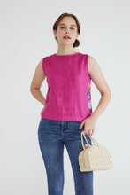 Fuchsia Embroidery Blooms Blouse