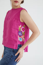 Fuchsia Embroidery Blooms Blouse