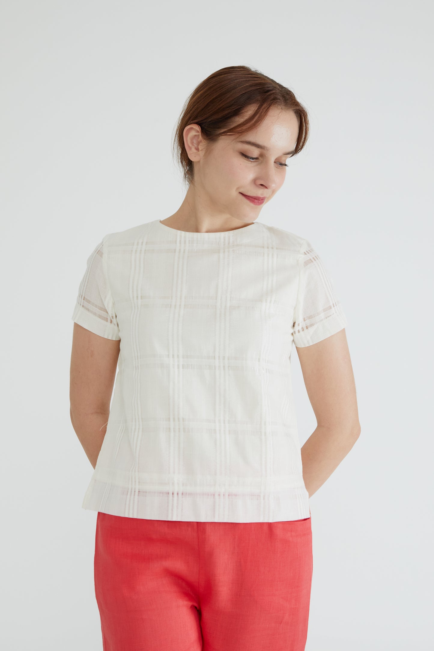 Creamy Checks Women Blouse