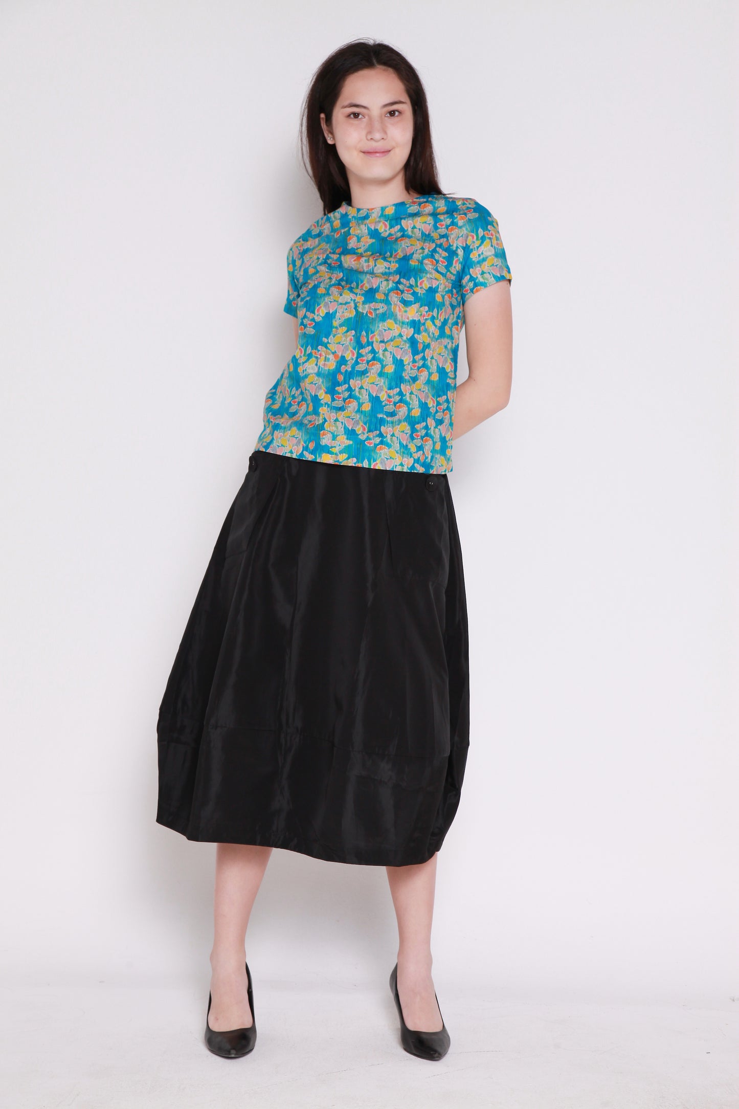 Mia Blue Floral  Blouse