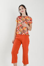 Val Orange Geometric Blouse