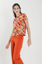 Val Orange Geometric Blouse