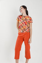 Val Orange Geometric Blouse