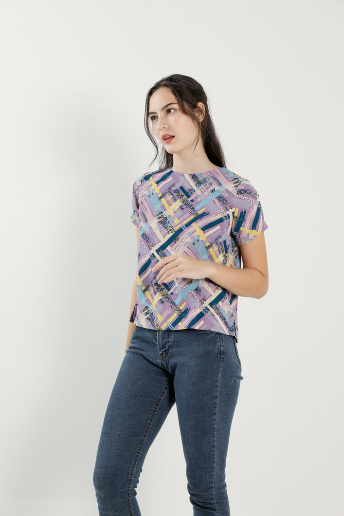 Val Purple Geometric Blouse